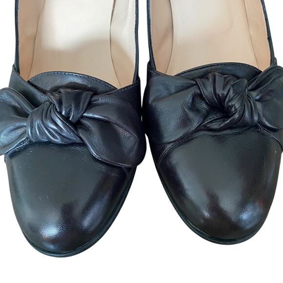 Hobbs Black Leather Bow Heel pump EU 39 US size 8 - Picture 3 of 8